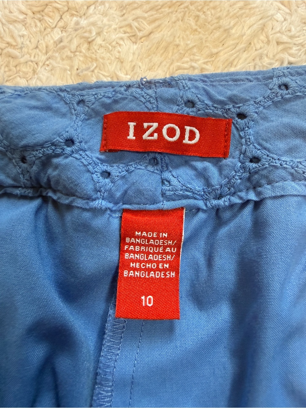 Izod Light Blue Eyelet Bermuda Shorts - Picture 5 of 9